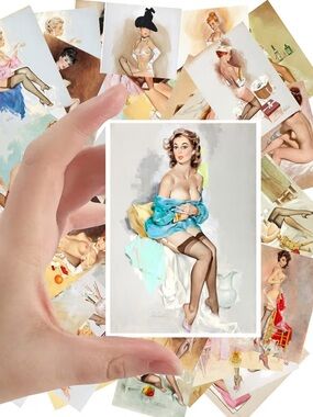 Scanadlous Women Vintage Sticker Retro Greeting Card Book Illustration Reprint